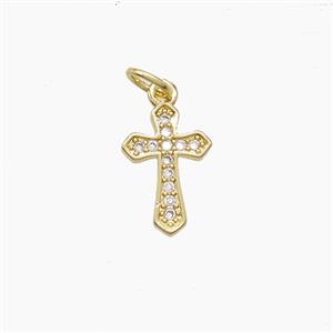 Copper Cross Pendant Pave Zirconia 18K Gold Plated, approx 9-13mm [FN53657]