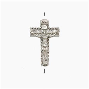 Copper Crucifix Cross Beads Pave Zirconia Platinum Plated, approx 10-15mm [FN53658]