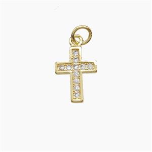Copper Cross Pendant Pave Zirconia 18K Gold Plated, approx 8-12mm [FN53661]
