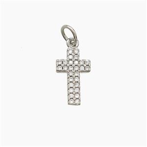 Copper Cross Pendant Pave Zirconia Platinum Plated, approx 8-13mm [FN53662]