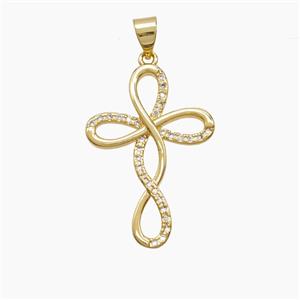Copper Cross Pendant Pave Zirconia 18K Gold Plated, approx 19-27mm [FN53674]
