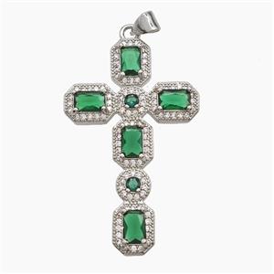 Copper Cross Pendant Pave Zirconia Crystal Glass Platinum Plated, approx 26-42mm [FN53707]