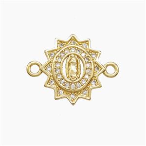 Copper Virgin Mary Connector Pave Zirconia 18K Gold Plated, approx 13-14mm [FN53726]