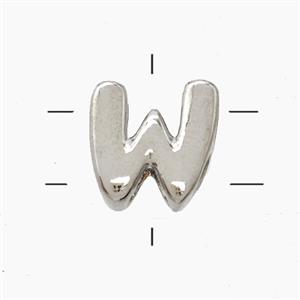 Copper Letter-W Beads 2holes Platinum Plated, approx 7-9.5mm [FN53807]