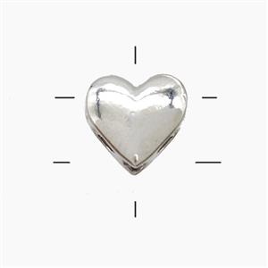 Copper Heart Beads 2holes Platinum Plated, approx 7-9.5mm [FN53812]