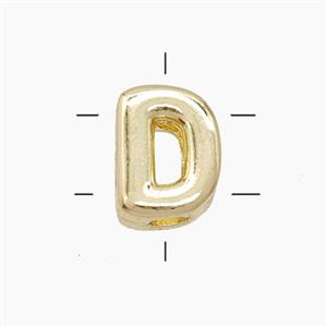 Copper Letter-D Beads 2holes Gold Plated, approx 7-9.5mm [FN53818]