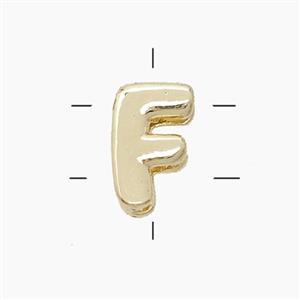 Copper Letter-F Beads 2holes Gold Plated, approx 7-9.5mm [FN53820]