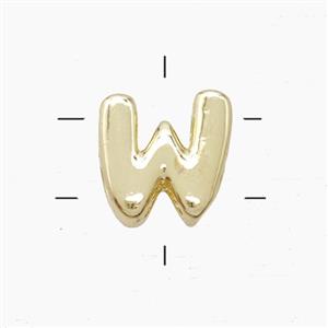 Copper Letter-W Beads 2holes Gold Plated, approx 7-9.5mm [FN53837]