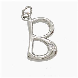 Copper Letter-B Pendant Pave Zirconia Platinum Plated, approx 12-17mm [FN53844]