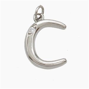 Copper Letter-C Pendant Pave Zirconia Platinum Plated, approx 12-17mm [FN53845]