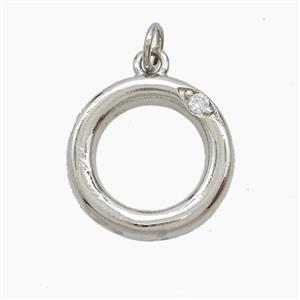 Copper Letter-O Pendant Pave Zirconia Platinum Plated, approx 12-17mm [FN53857]