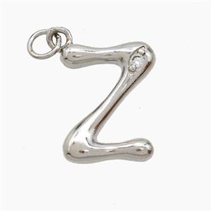 Copper Letter-Z Pendant Pave Zirconia Platinum Plated, approx 12-17mm [FN53868]