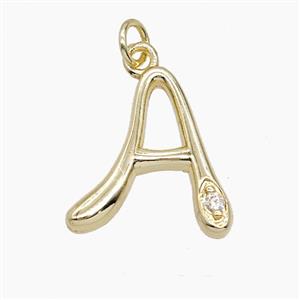 Copper Letter-A Pendant Pave Zirconia Gold Plated, approx 12-17mm [FN53870]