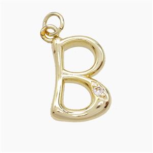 Copper Letter-B Pendant Pave Zirconia Gold Plated, approx 12-17mm [FN53871]
