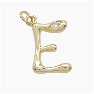 Copper Letter-E Pendant Pave Zirconia Gold Plated, approx 12-17mm [FN53874]