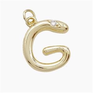 Copper Letter-G Pendant Pave Zirconia Gold Plated, approx 12-17mm [FN53876]