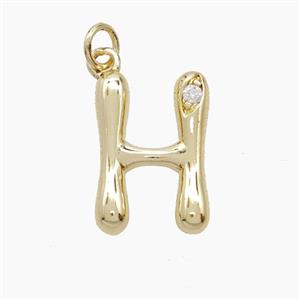Copper Letter-H Pendant Pave Zirconia Gold Plated, approx 12-17mm [FN53877]