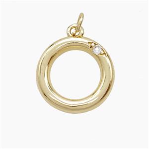 Copper Letter-O Pendant Pave Zirconia Gold Plated, approx 12-17mm [FN53884]