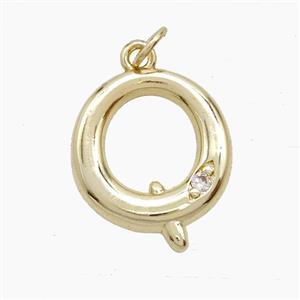 Copper Letter-Q Pendant Pave Zirconia Gold Plated, approx 12-17mm [FN53886]