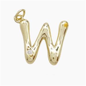 Copper Letter-W Pendant Pave Zirconia Gold Plated, approx 12-17mm [FN53892]