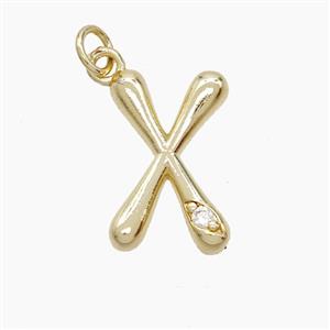Copper Letter-X Pendant Pave Zirconia Gold Plated, approx 12-17mm [FN53893]