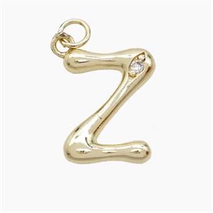Copper Letter-Z Pendant Pave Zirconia Gold Plated, approx 12-17mm [FN53895]