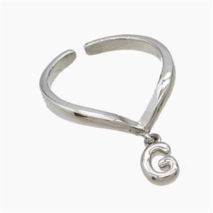 Copper Ring With Letter-G Platinum Plated, approx 6-7mm, 18mm dia [FN53930]