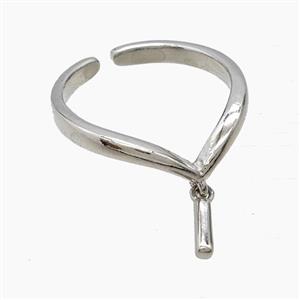 Copper Ring With Letter-I Platinum Plated, approx 6-7mm, 18mm dia [FN53932]