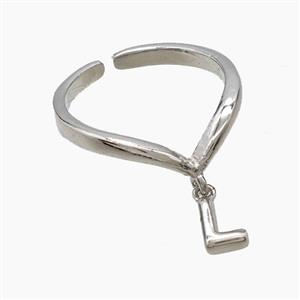 Copper Ring With Letter-L Platinum Plated, approx 6-7mm, 18mm dia [FN53935]