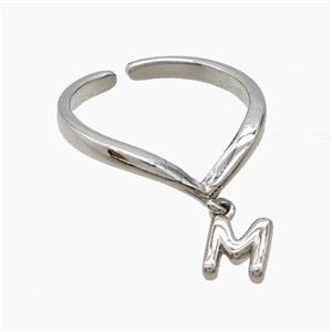 Copper Ring With Letter-M Platinum Plated, approx 6-7mm, 18mm dia [FN53936]
