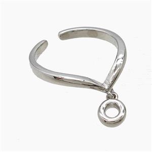 Copper Ring With Letter-O Platinum Plated, approx 6-7mm, 18mm dia [FN53938]