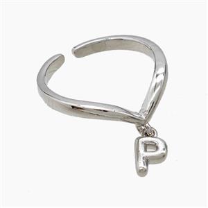 Copper Ring With Letter-P Platinum Plated, approx 6-7mm, 18mm dia [FN53939]