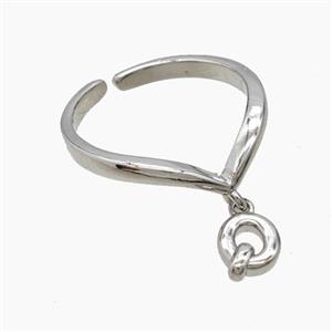 Copper Ring With Letter-Q Platinum Plated, approx 6-7mm, 18mm dia [FN53940]