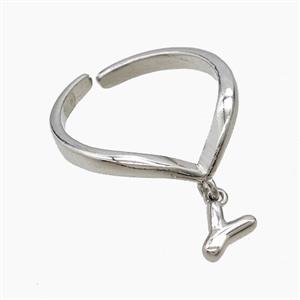 Copper Ring With Letter-Y Platinum Plated, approx 6-7mm, 18mm dia [FN53948]