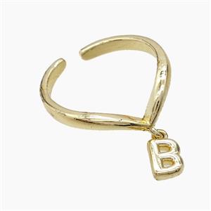 Copper Ring With Letter-B Gold Plated, approx 6-7mm, 18mm dia [FN53951]