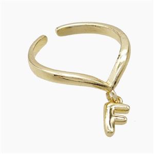 Copper Ring With Letter-F Gold Plated, approx 6-7mm, 18mm dia [FN53955]