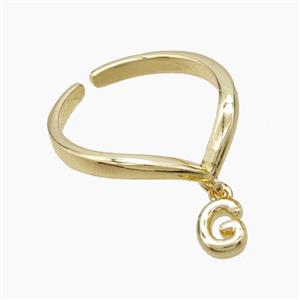 Copper Ring With Letter-G Gold Plated, approx 6-7mm, 18mm dia [FN53956]