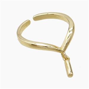 Copper Ring With Letter-I Gold Plated, approx 6-7mm, 18mm dia [FN53958]