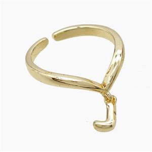 Copper Ring With Letter-J Gold Plated, approx 6-7mm, 18mm dia [FN53959]