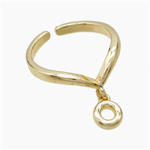 Copper Ring With Letter-O Gold Plated, approx 6-7mm, 18mm dia [FN53964]
