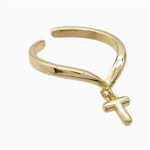Copper Ring With Letter-T Gold Plated, approx 6-7mm, 18mm dia [FN53969]