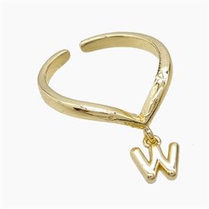 Copper Ring With Letter-W Gold Plated, approx 6-7mm, 18mm dia [FN53972]