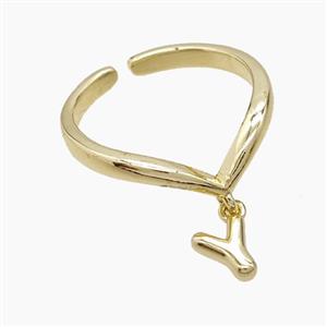 Copper Ring With Letter-Y Gold Plated, approx 6-7mm, 18mm dia [FN53974]
