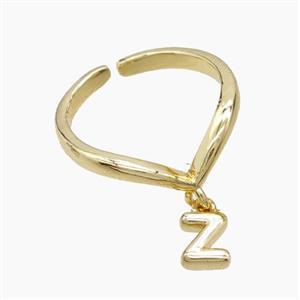 Copper Ring With Letter-Z Gold Plated, approx 6-7mm, 18mm dia [FN53975]