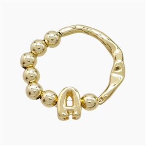 Copper Ring With Letter-A Gold Plated, approx 6-7mm, 18mm dia [FN53976]