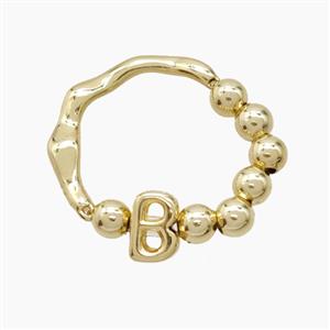 Copper Ring With Letter-B Gold Plated, approx 6-7mm, 18mm dia [FN53977]