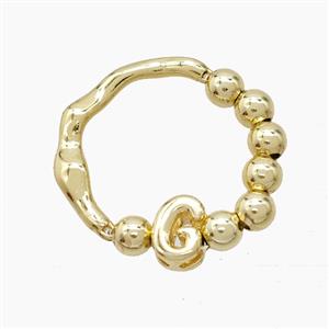 Copper Ring With Letter-G Gold Plated, approx 6-7mm, 18mm dia [FN53982]