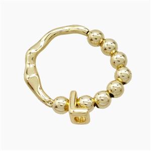 Copper Ring With Letter-L Gold Plated, approx 6-7mm, 18mm dia [FN53987]