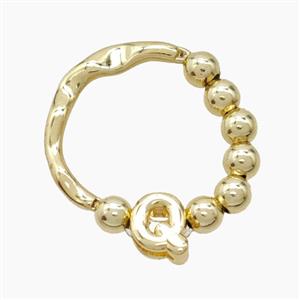 Copper Ring With Letter-Q Gold Plated, approx 6-7mm, 18mm dia [FN53992]