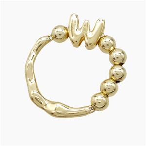Copper Ring With Letter-W Gold Plated, approx 6-7mm, 18mm dia [FN53998]